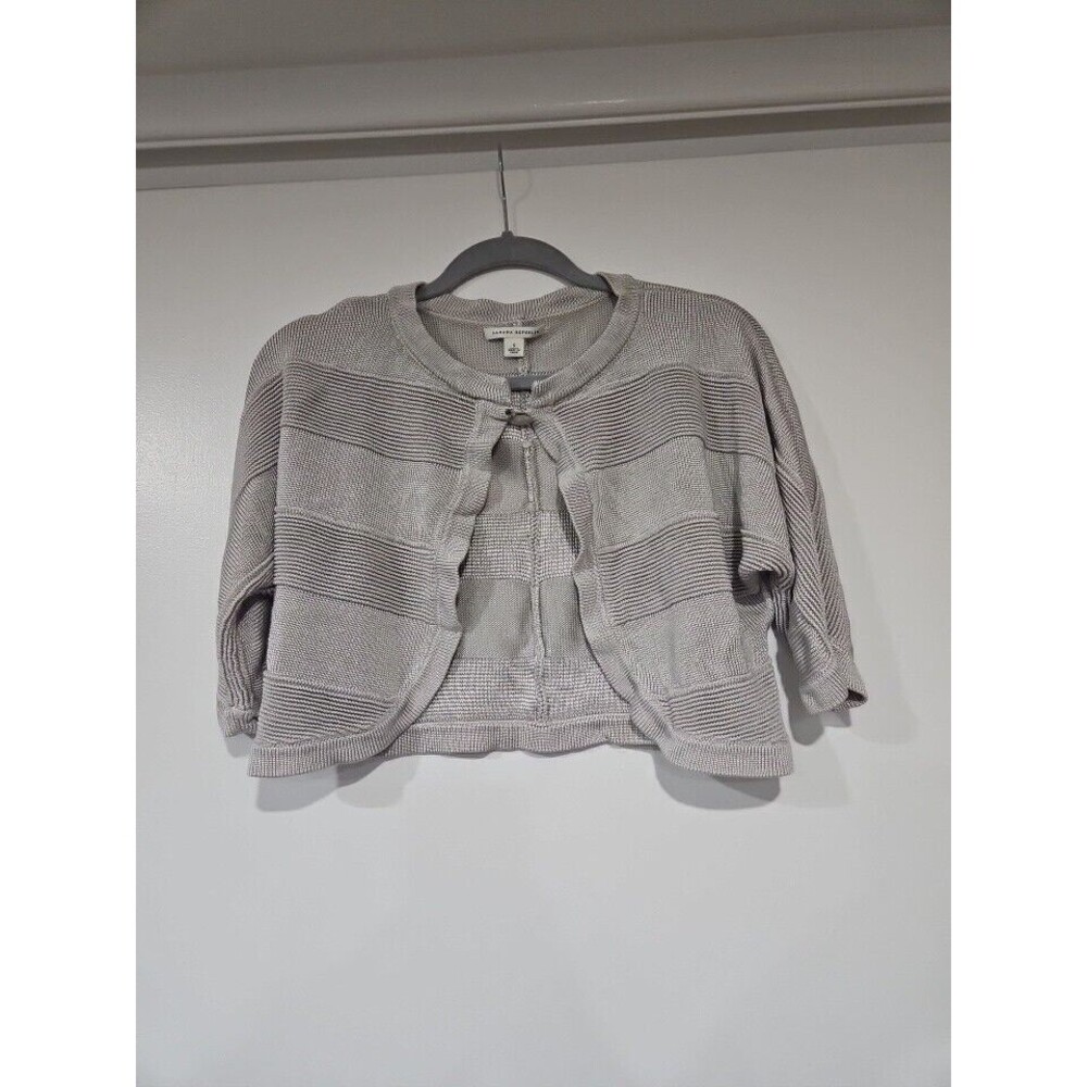 Banana Republic Stripe Textured Shrug With Top Button, Size SM